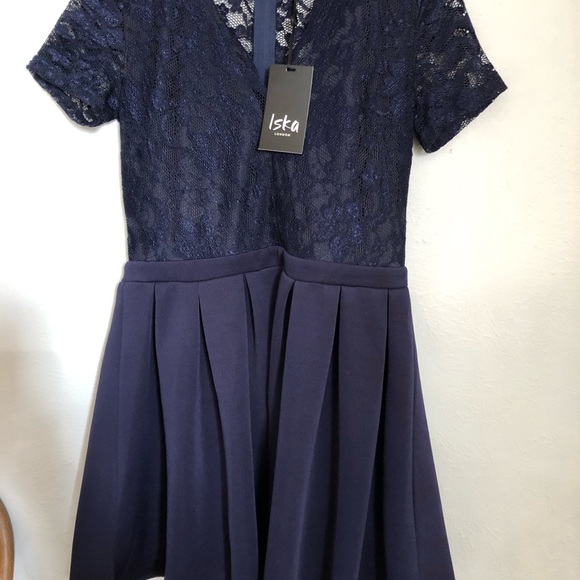 NWT Iska London Navy Dress, size 10/12 - Picture 3 of 7